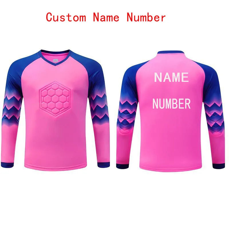 2023 uomo bambino portiere di calcio uniforme spugna protettiva manica lunga allenamento di calcio portiere top maglia da calcio pantaloni personalizzati