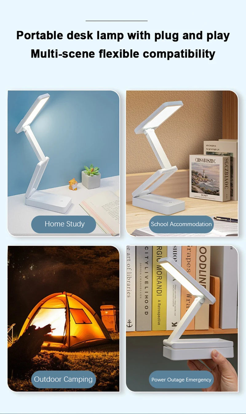 Lampada Da Scrivania LED Pieghevole Con Batteria Ricaricabile Protezione Degli Occhi Per Portatile Grandi Dimensioni