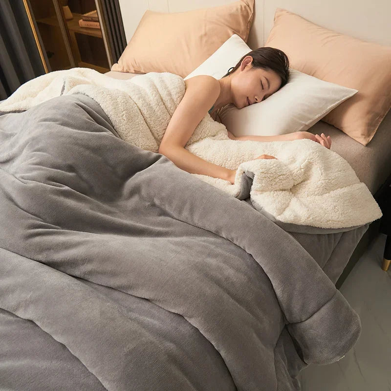 Coperta Invernale Calda E Spessa In Peluche Doppio Strato Pile Latte Flanella Morbida Per Divano Flurry