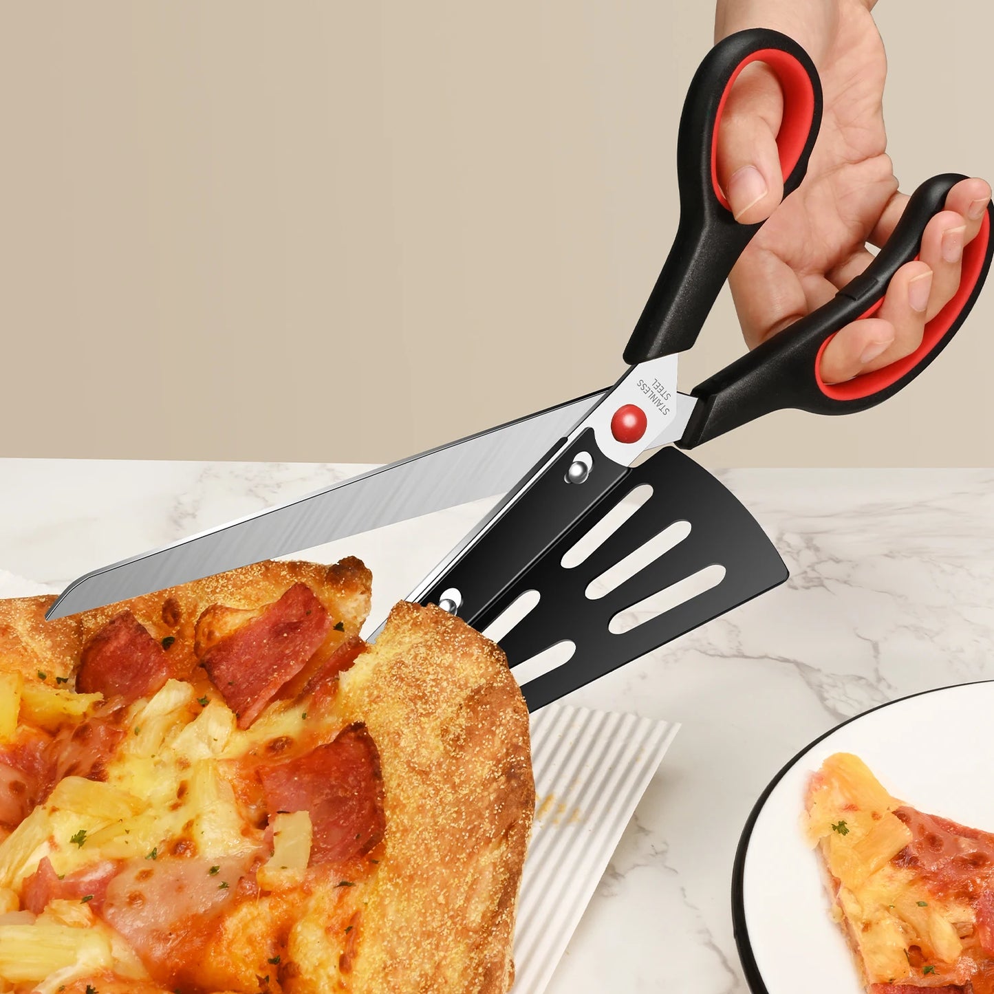 Cesoie Per Pizza Staccabili In Acciaio Inossidabile 2 In 1 Forbici Da Cucina Spatola Ecologiche Per Uso Domestico