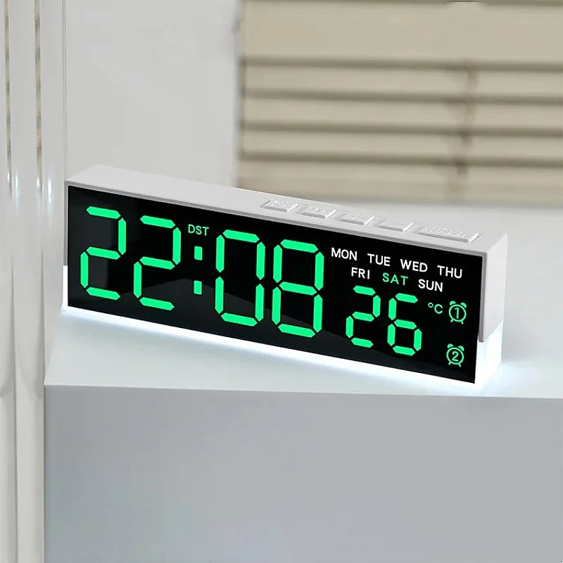 Sveglia Digitale USB Con Luce D'Ambiente Bianca Orologio Da Tavolo LED 12/24 Ore, 3 Livelli Di Luminosità, DST