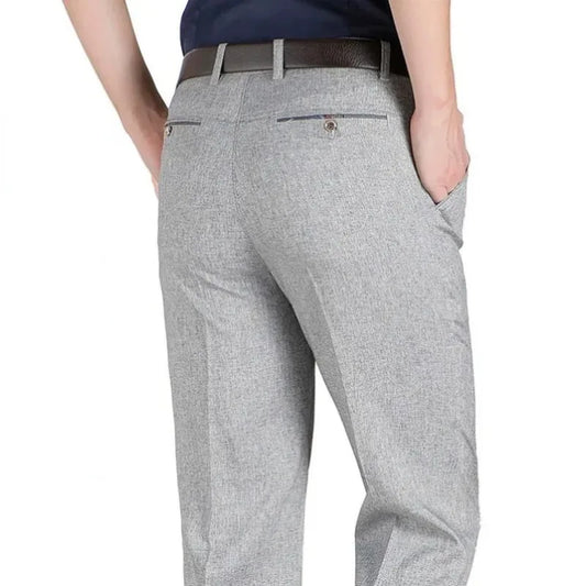 Pantaloni Da Uomo Vita Alta Dritti Per Business Casual Estivi Autunnali Spessi Taglie Forti 28 40