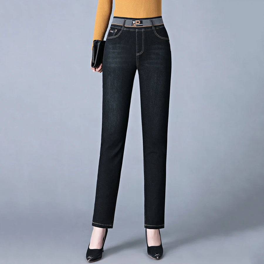 Jeans Da Donna Vita Alta Elastico Skinny Denim Retro Stretch Taglia 36 In Stile Coreano Elegante
