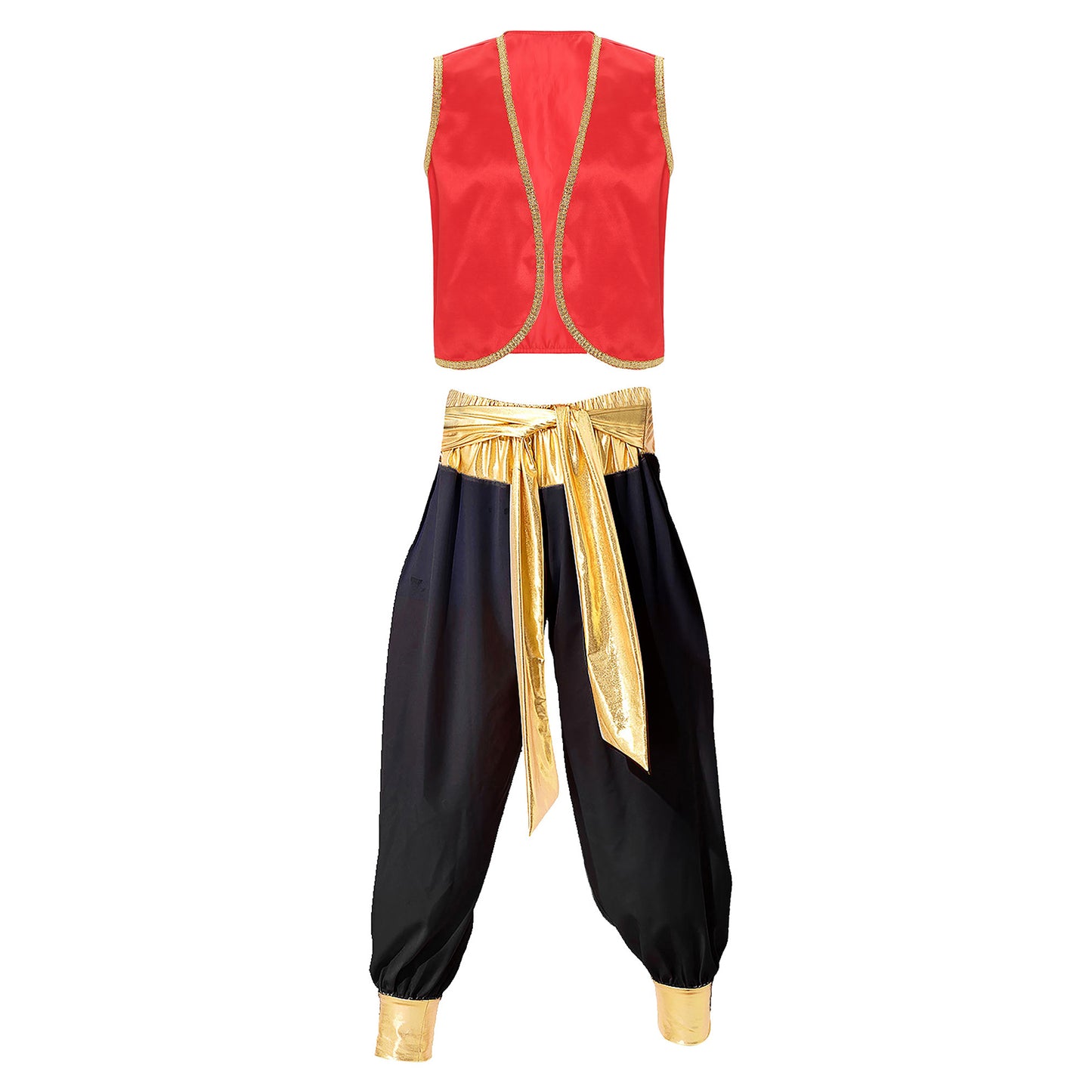 Costume Fantasy Myth Prince Aladin per adulti Gilet senza maniche e pantaloni Abito da palcoscenico per feste a tema Halloween Cosplay