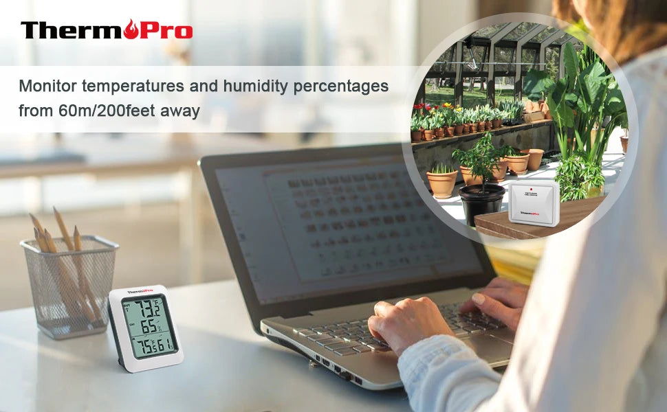 ThermoPro TP60C 60M Stazione Meteorologica Igrometro Digitale Wireless Interni Ed Esterni Per La Casa