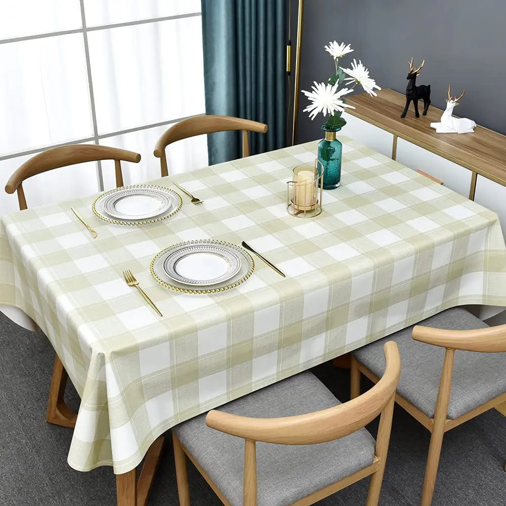 Tovaglia Rettangolare Stile Semplice Scozzese Blu Bianco Grigio Impermeabile Lavabile In Lavatrice Per Interni Ed Esterni