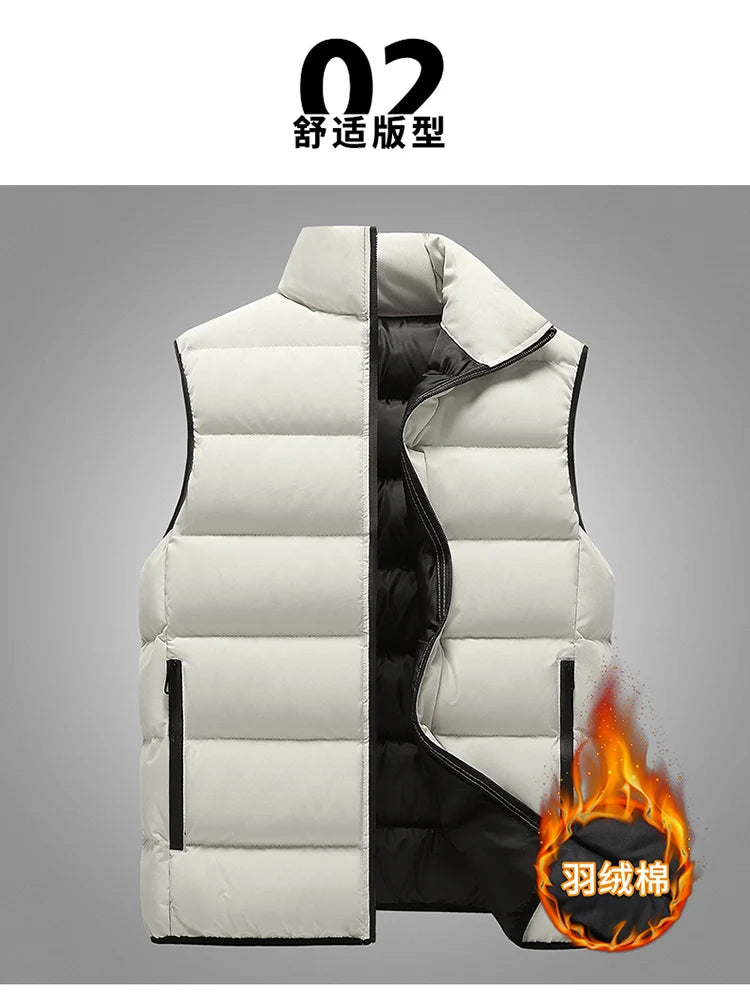 Gilet da Uomo con Colletto Rialzato Mandarino Elegante e Casual per Abiti Autunnali Invernali Spesso Caldo