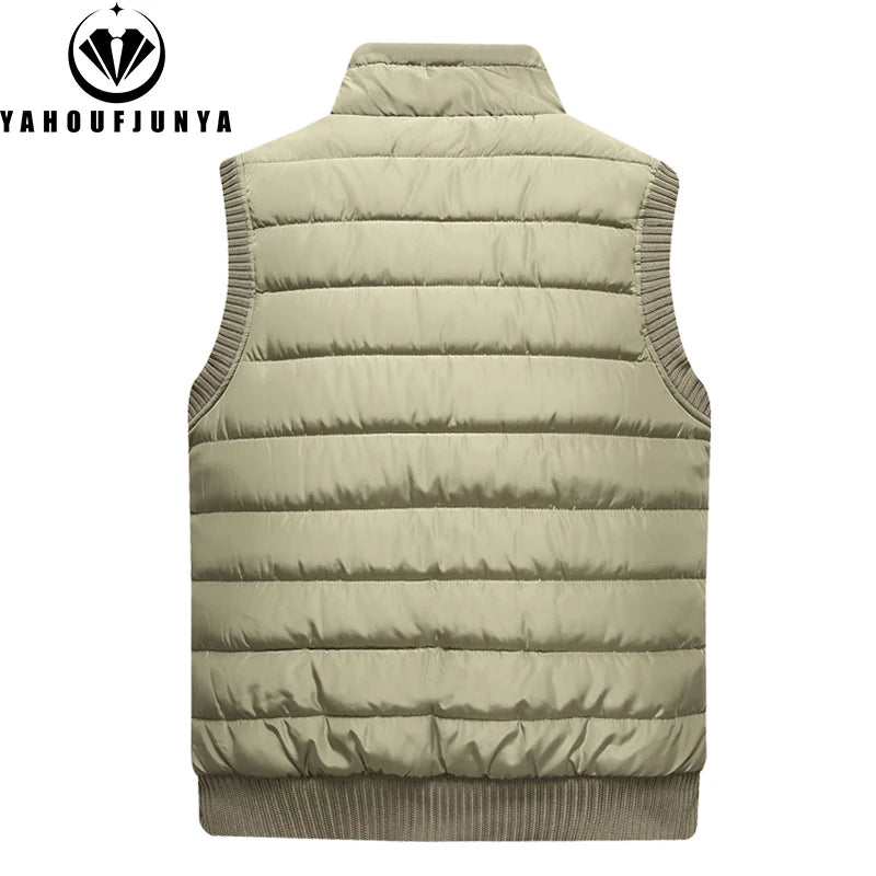 Uomo 2024 Inverno Senza Maniche Gilet Con Colletto Alla Coreana Antivento Caldo Autunno Tinta Unita Casual Outdoor