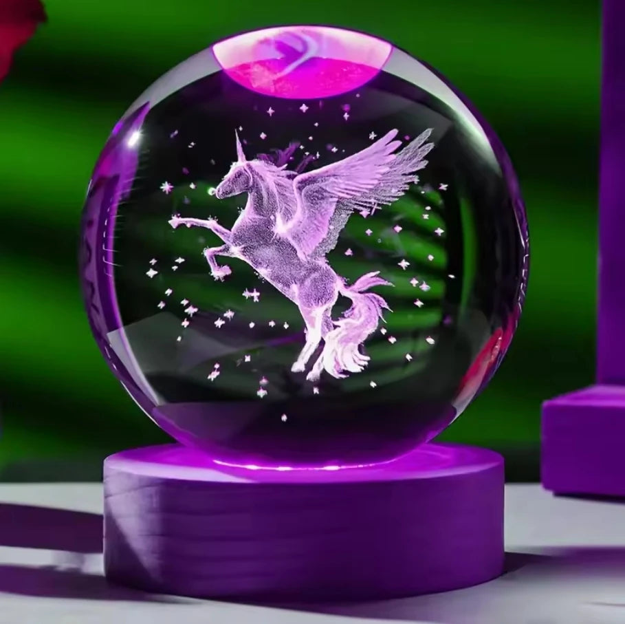 Decorazione Della Stanza Con Sfera Di Cristallo 3D E Base Led Per Luce Ambientale Nel Soggiorno