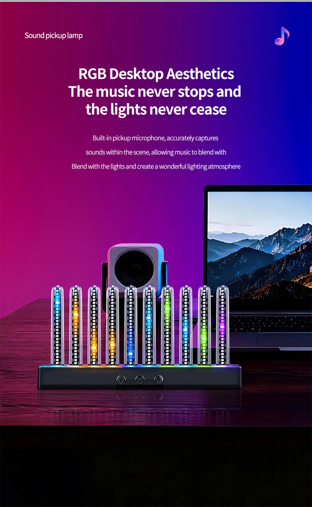 Luce Ambientale RGB Con Sensore Sonoro Striscia LED Sincronizzata Con La Musica Per Auto USB E Cruscotto