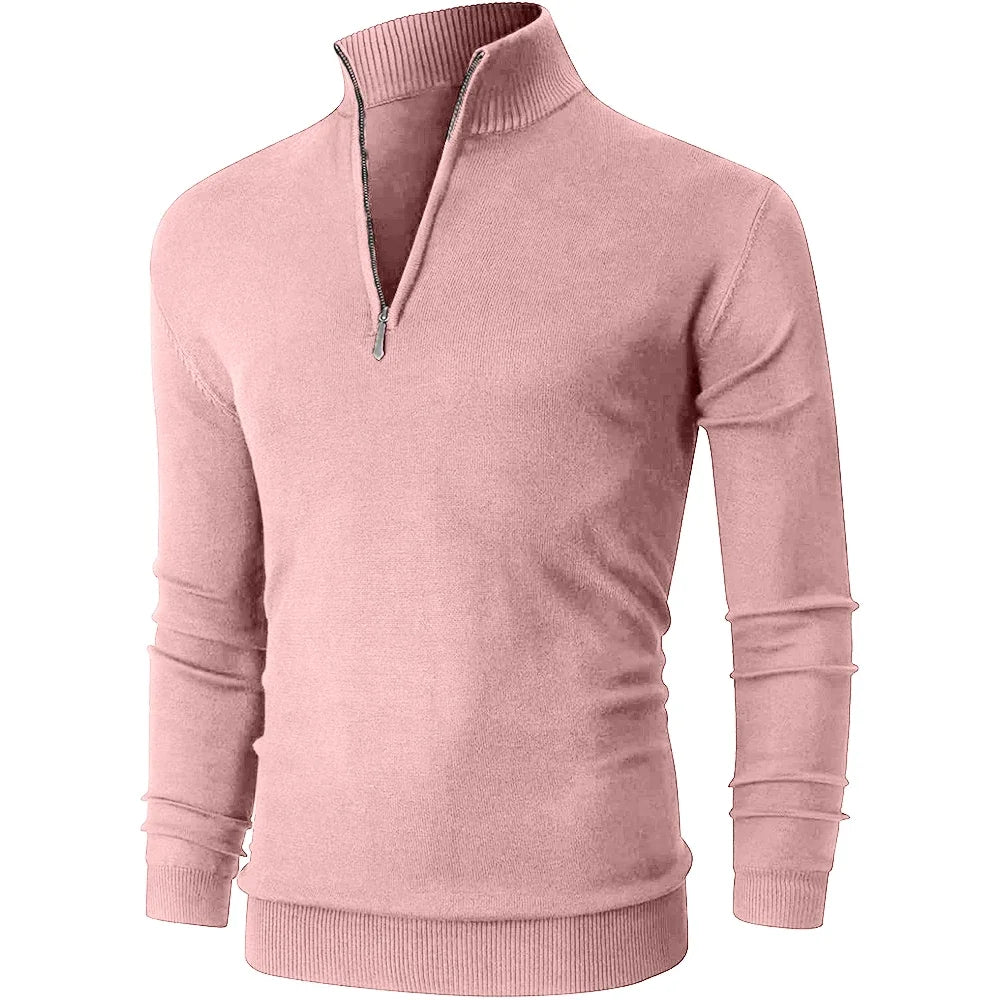Dolcevita Uomo Con Mezza Cerniera Caldo Inverno Streetwear Collo Alto Versatile Ufficio Tempo Libero