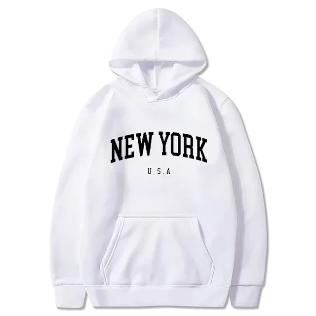 Felpe Con Cappuccio Uomo Donna New York City Stampe Lettere Grafica Casual Harajuku Pullover Abbigliamento Sportivo
