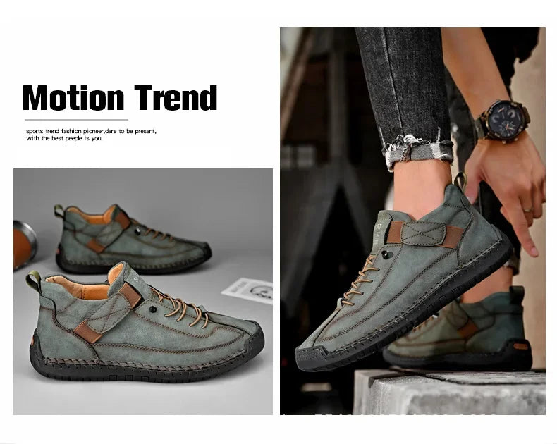 Scarpe Casual Da Uomo In Pelle Cucita A Mano Antiscivolo Con Fondo Grande E Fibbia Centrale