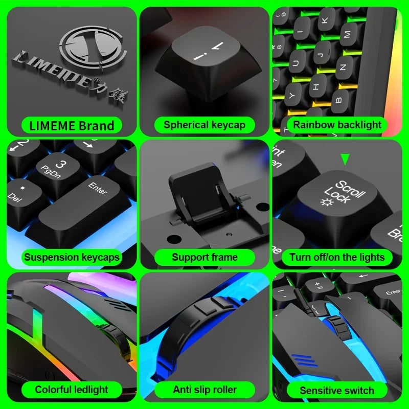 NG GTX350 Tastiera Da Gioco E Mouse Combo USB Cablata Con Retroilluminazione LED Per PC Desktop Nero