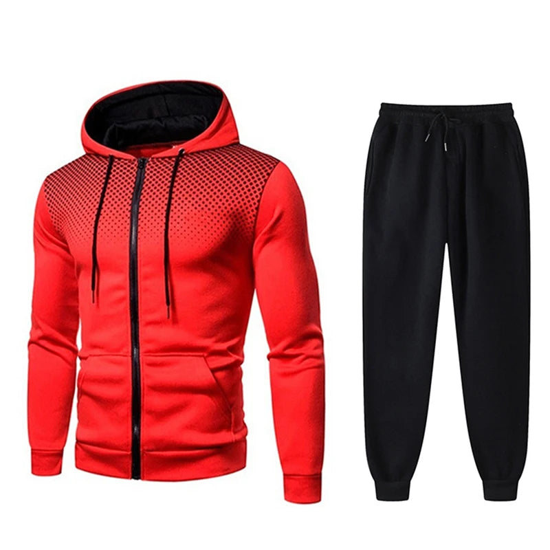 Tuta Da Uomo Set Abbigliamento Sportivo Con Cappuccio Cerniera Felpa Pantaloni Da Corsa Per Allenamento
