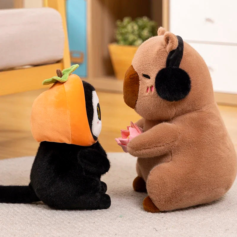 Simpatico Peluche Capibara Che Tiene Fiore Di Loto Morbido Giocattolo Per Bambini Regalo Compleanno Natale