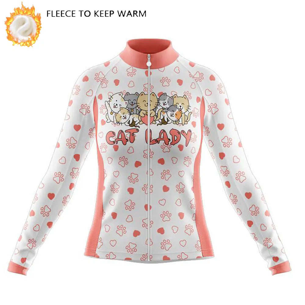 Maglia Ciclismo Invernale Donna In Pile Termico Rosa Tasche Manica Lunga Top Caldo Giacca Sportiva Per Bici Da Strada