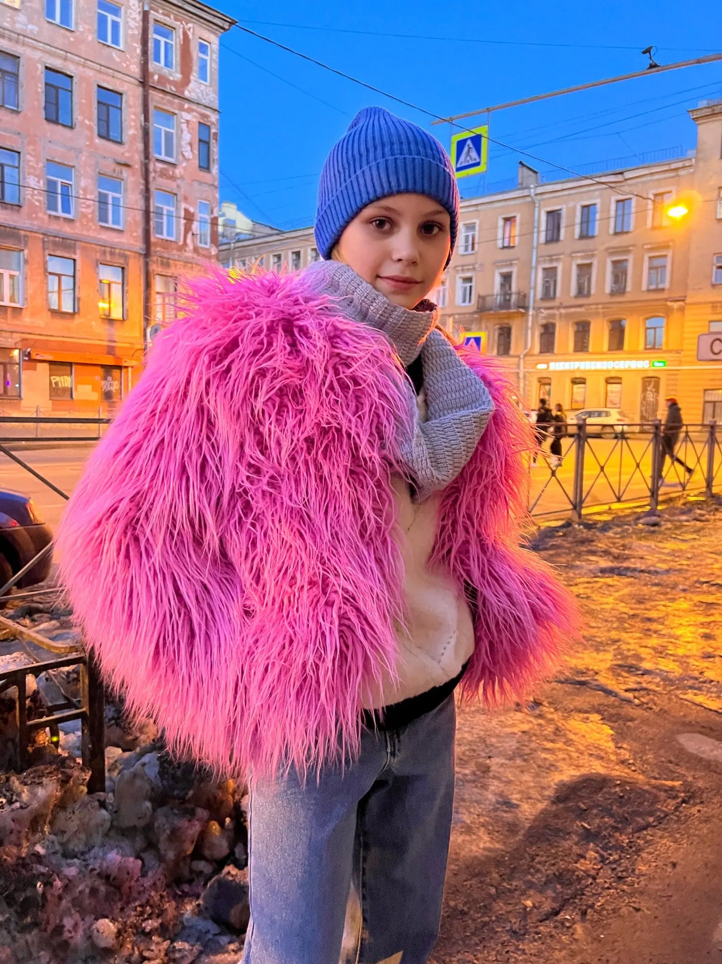 Cappotto Pelliccia Sintetica Rosa Donna Autunno Inverno Elegante Caldo Spesso Morbido Lavorazione A Maglia