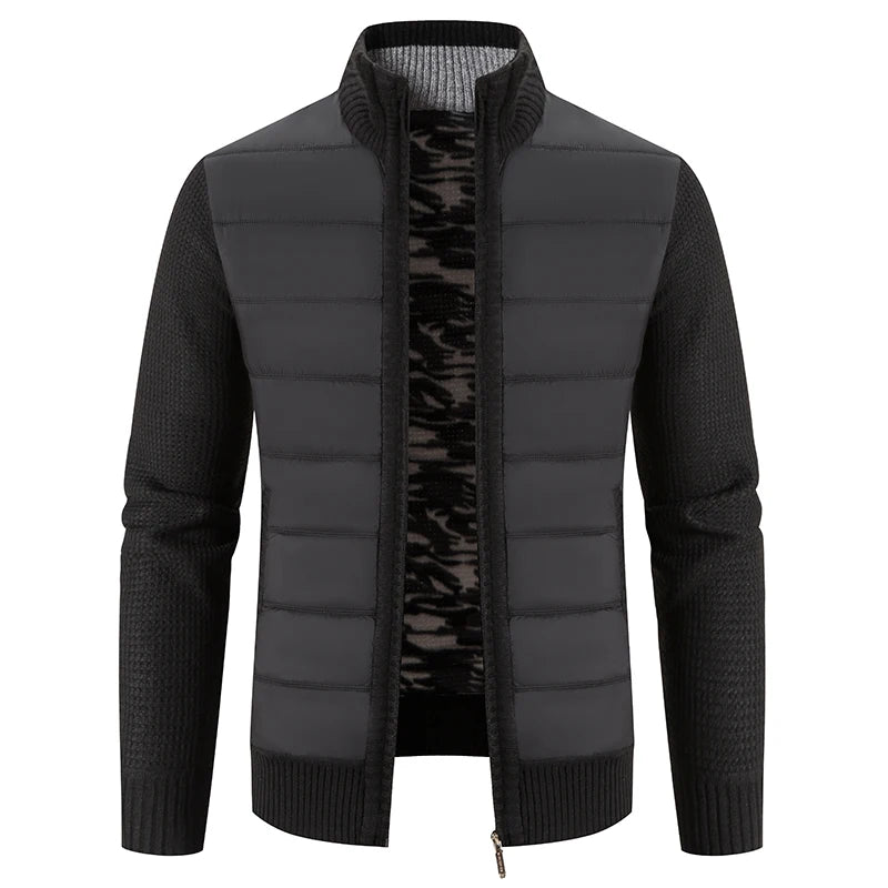 Giacca Uomo Invernale Spessa In Pile Con Zip Intera Antivento Collo A O In Maglia Calda