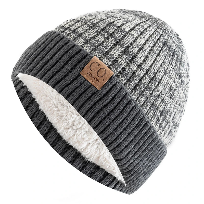 Nuovi Cappelli Invernali Unisex Bicolore Con Fodera In Pelliccia Berretto Caldo Lavorato A Maglia Per Uomo E Donna