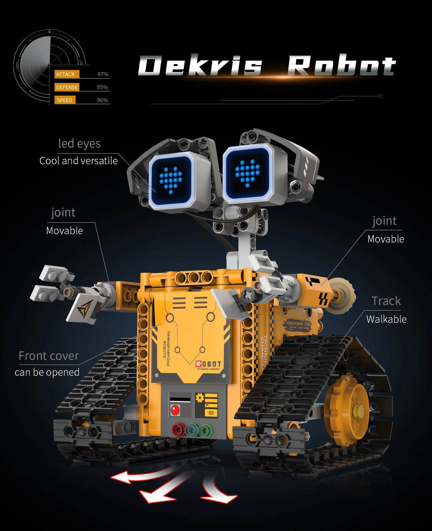 Robot Trasformabile 5 In 1 Con Display Digitale Telecomandato Per Bambini Regalo Ideale