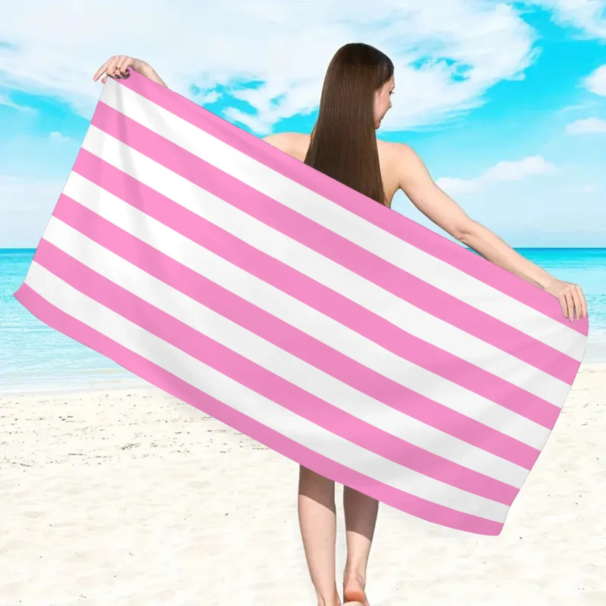 Telo Mare A Righe In Microfibra Ad Asciugatura Rapida Asciugamano Assorbente Per Spiaggia Vacanze Al Nuoto