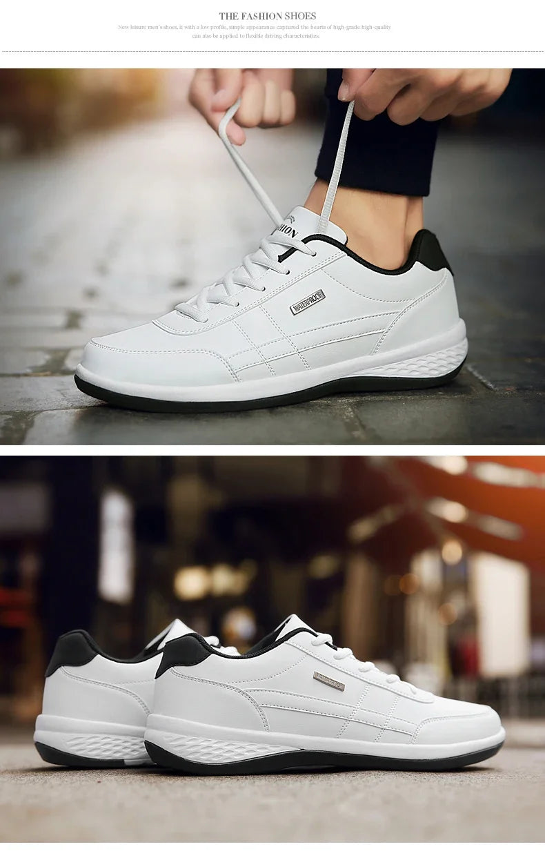 MAEDEF Scarpe Da Uomo Sneaker In Pelle Impermeabile Casual Calzature Stringate Vulcanizzate Comfort