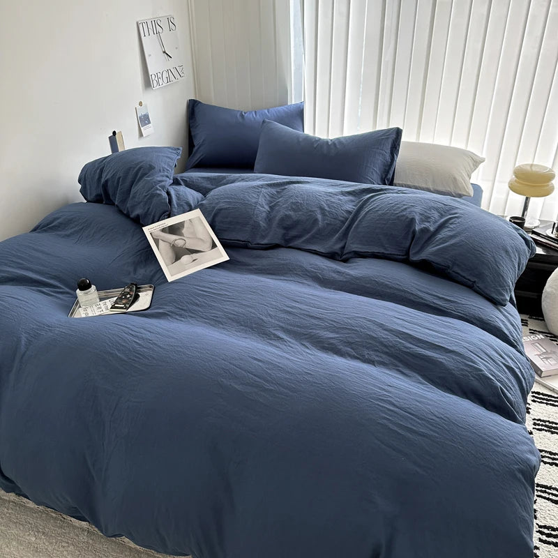 Set Biancheria Da Letto In Cotone Solido Con Copripiumino Federa E Lenzuolo Per Letto Singolo Matrimoniale King Queen