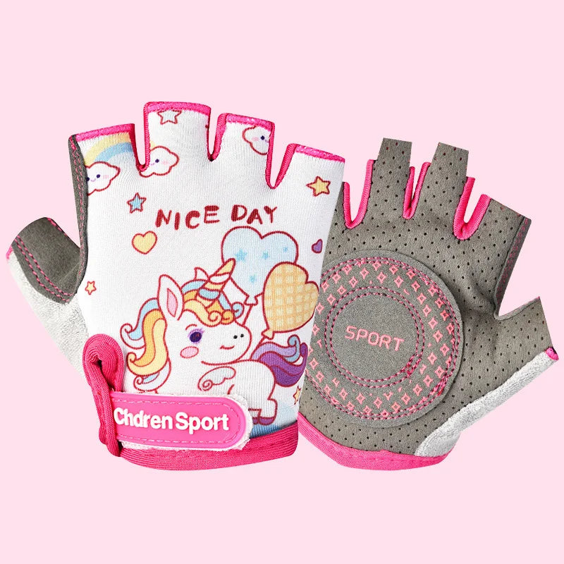 Guanti Sportivi Senza Dita per Bambini Protezione Ciclismo Pattinaggio su Rotelle Antiusura Allenamento
