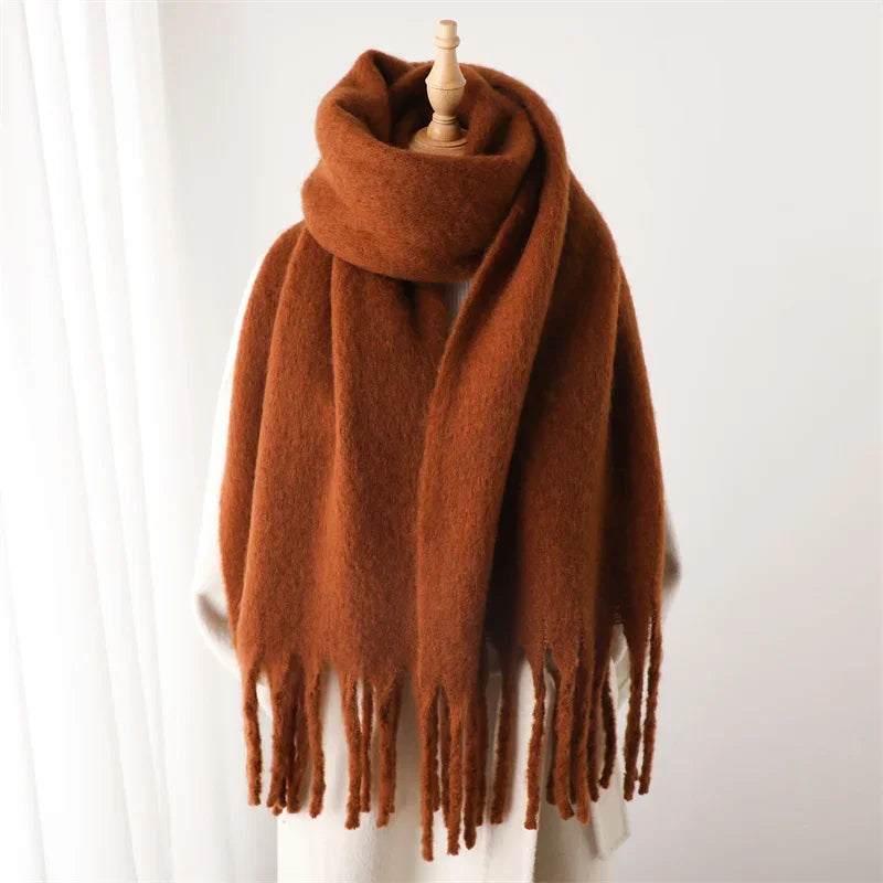 Sciarpa Invernale Per Donna Cashmere Caldo Pashmina Morbida Grande Scialle Con Nappa Poncho Lungo Echarpe