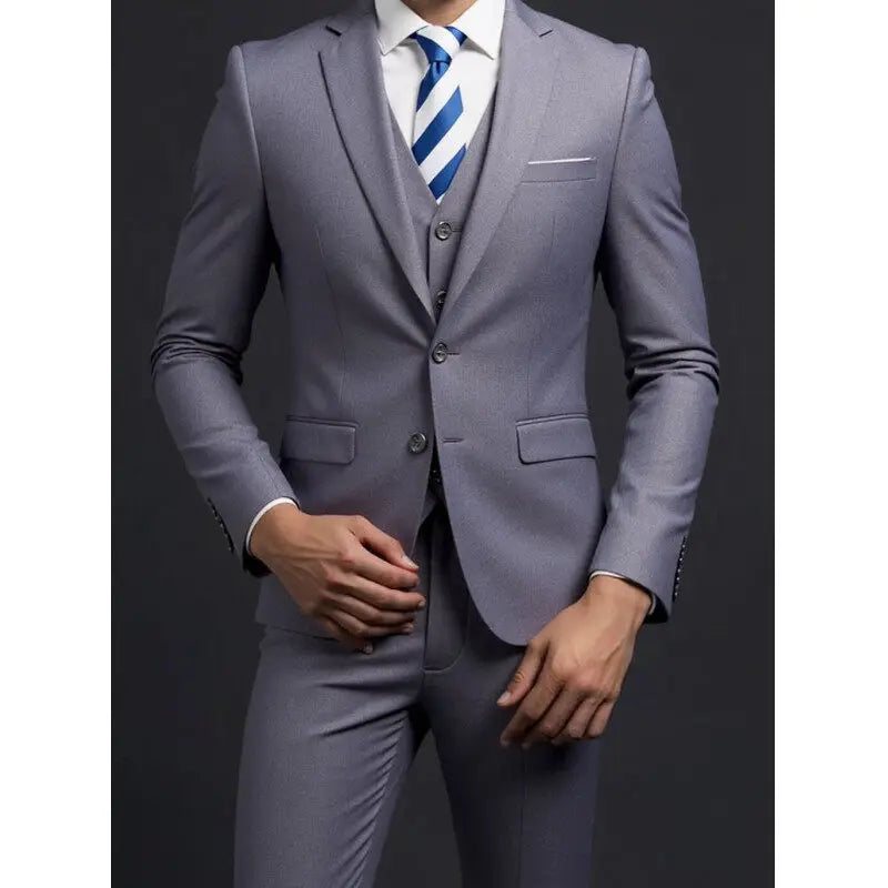 Completo Tre Pezzi Uomo Stile Britannico Elegante Per Matrimoni Cerimonie Banchetti Comfort Sobrietà Presenza