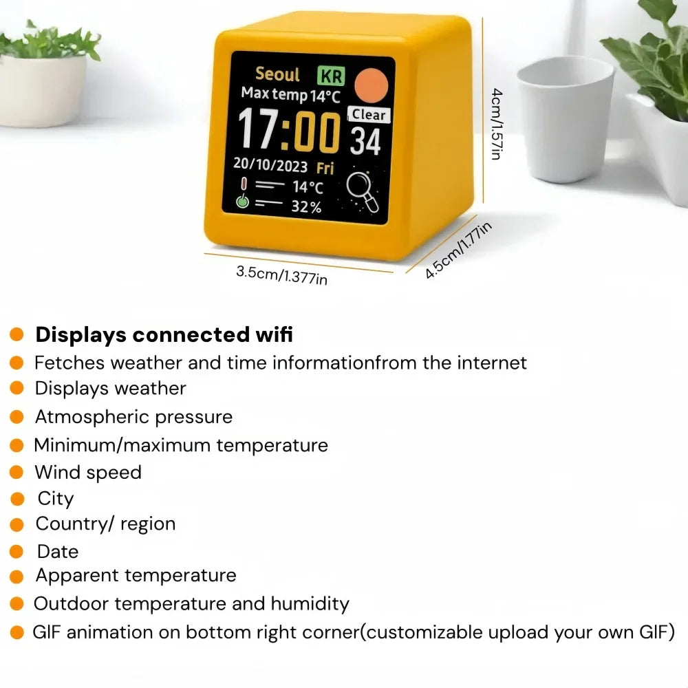 Piccola Stazione Meteo Portatile Smart WiFi Con Display Temperatura Umidità Ora Sveglia Decorazione Da Scrivania