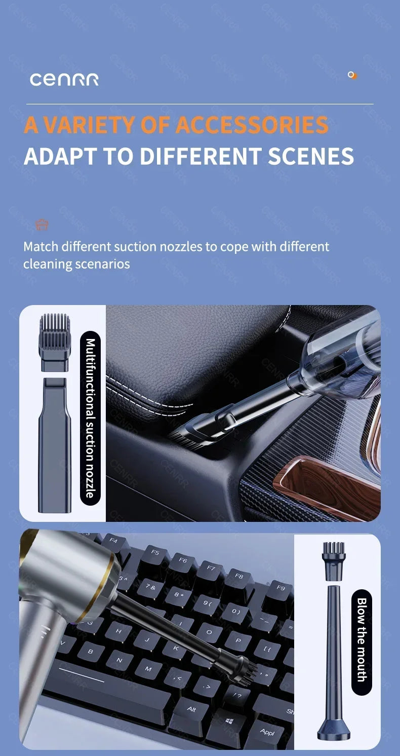 Aspirapolvere Per Auto CENRR 360000 PA Senza Fili Forte Aspirazione Umido E Secco Portatile Per Pulizia Macchina