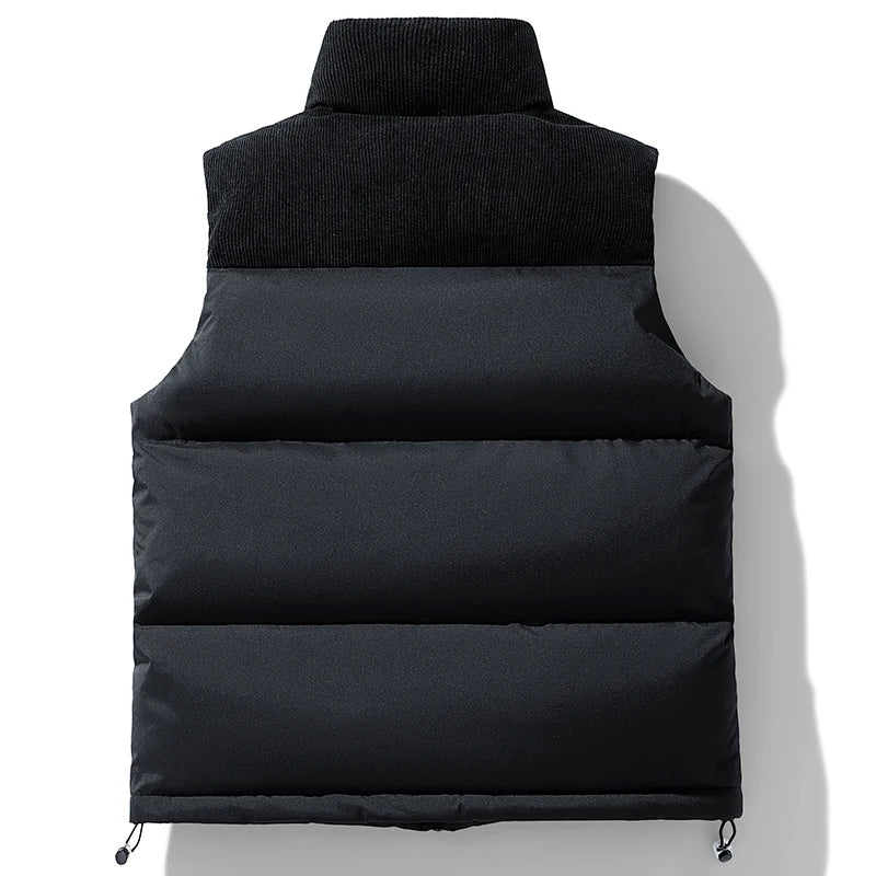 Gilet Imbottito da Uomo Con Cerniera Senza Maniche Giacca Casual Autunnale In Cotone Spesso