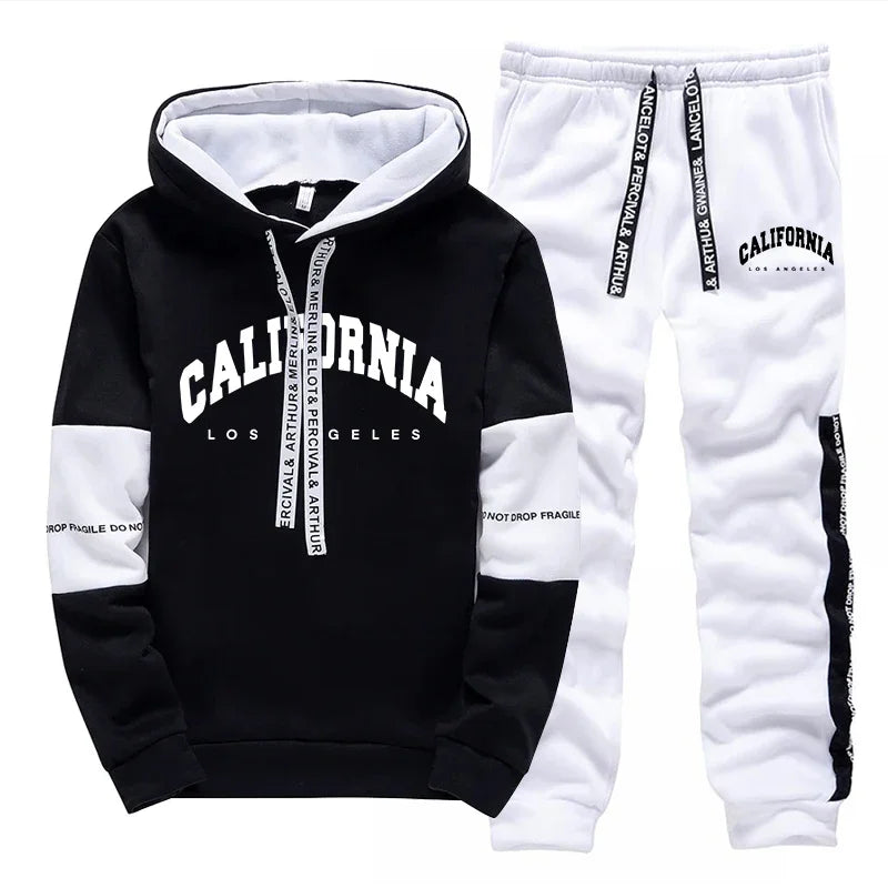 Tuta Sportiva Uomo Con Felpa E Pantaloni Con Cappuccio Stampa Di Qualità Primavera Casual Abbigliamento All Aperto