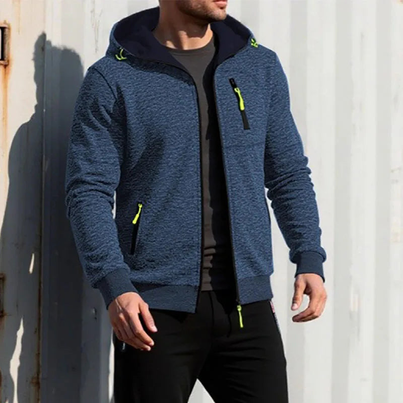 Giacca Casual Da Uomo Autunno Slim Fit Con Cappuccio E Cerniera Tinta Unita Abbigliamento Sportivo Maschile