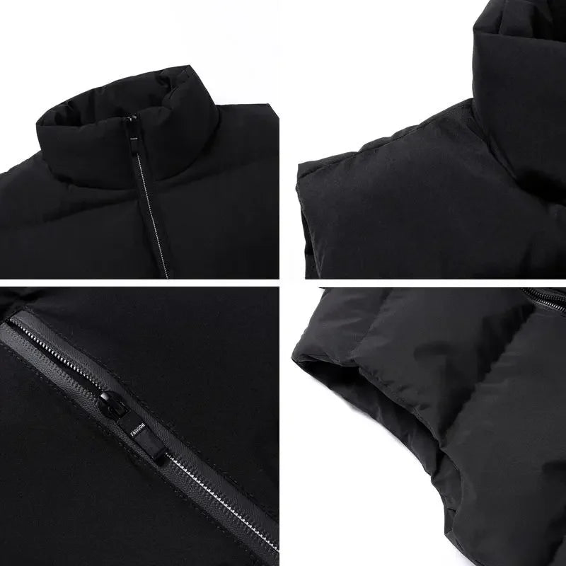 Gilet Invernale Da Uomo Con Cerniera Senza Maniche Imbottito In Cotone Leggero Colletto Alla Coreana Di Tendenza