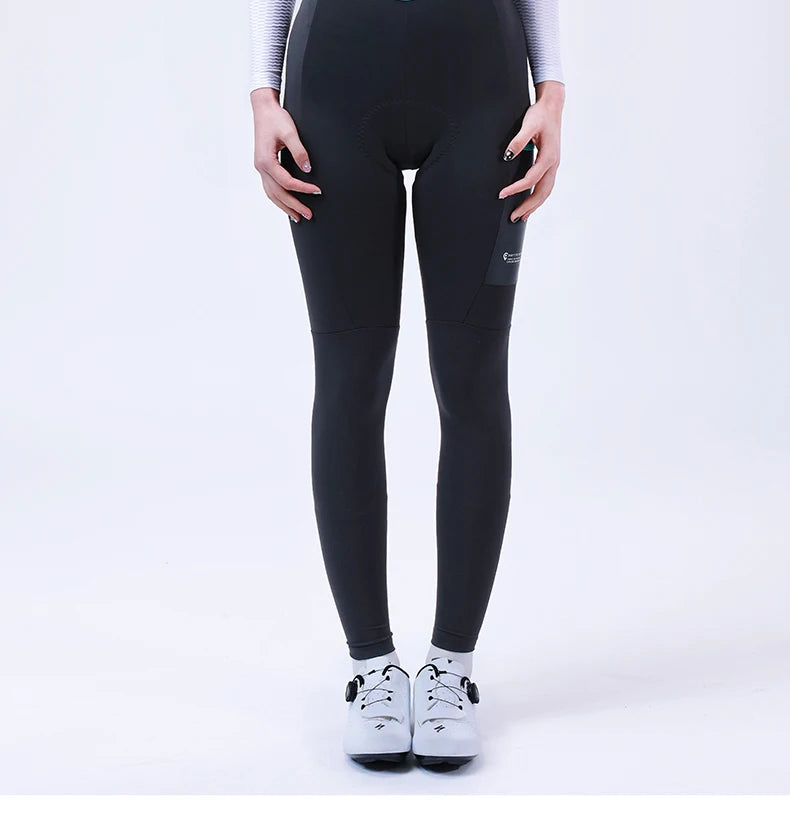 Pantaloni Con Bretelle Da Ciclismo Per Donna In Pile Invernali Con Imbottitura 3D Professionali Per Bici Da Strada