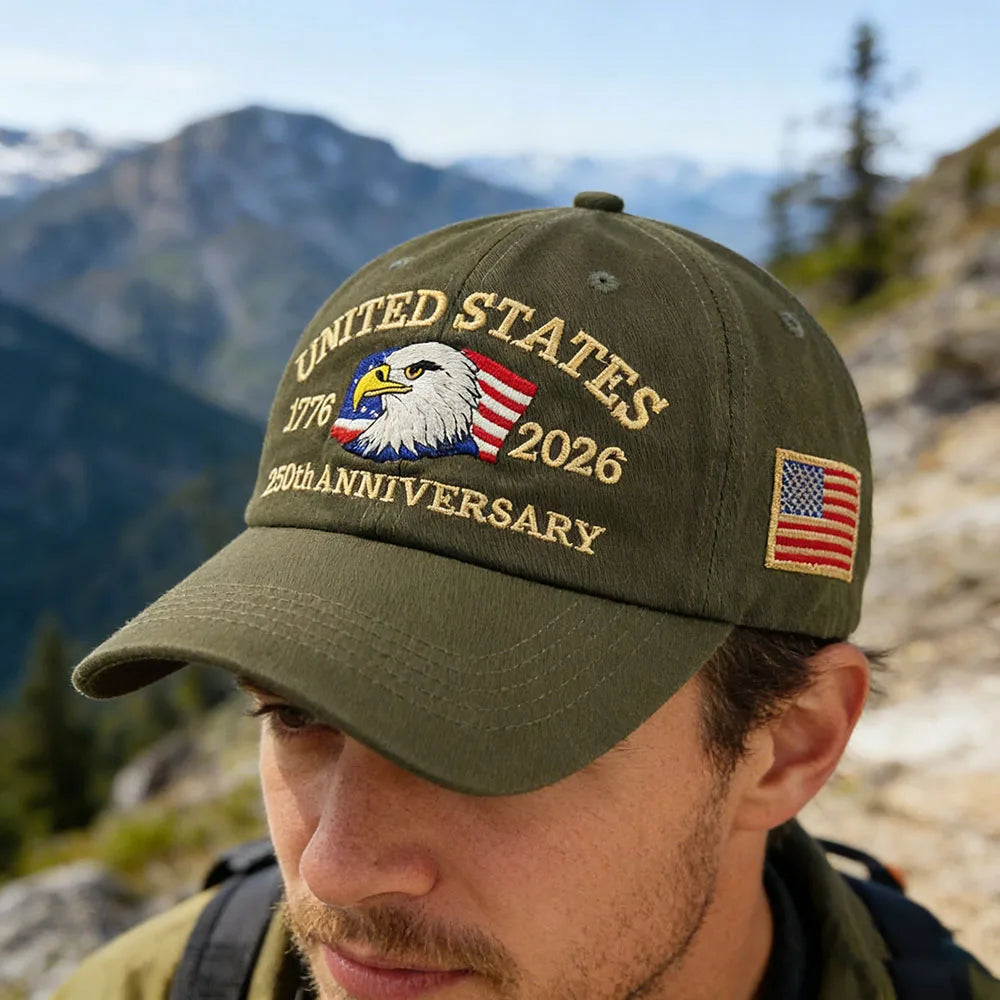 Cappello Patriottico 250esimo Anniversario USA Con Aquila Ricamata Unisex Berretto Da Baseball Elegante