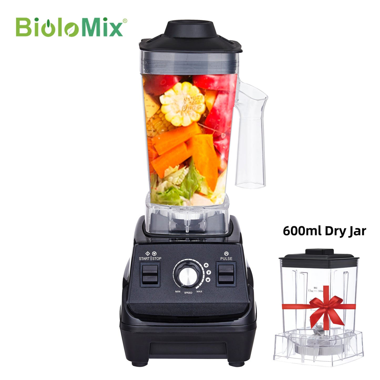 Biolomix Mini Pro Frullatore 1800W Con Barattolo Principale Da 1,8 L E Tazza Portatile Da 0,6 L Senza BPA