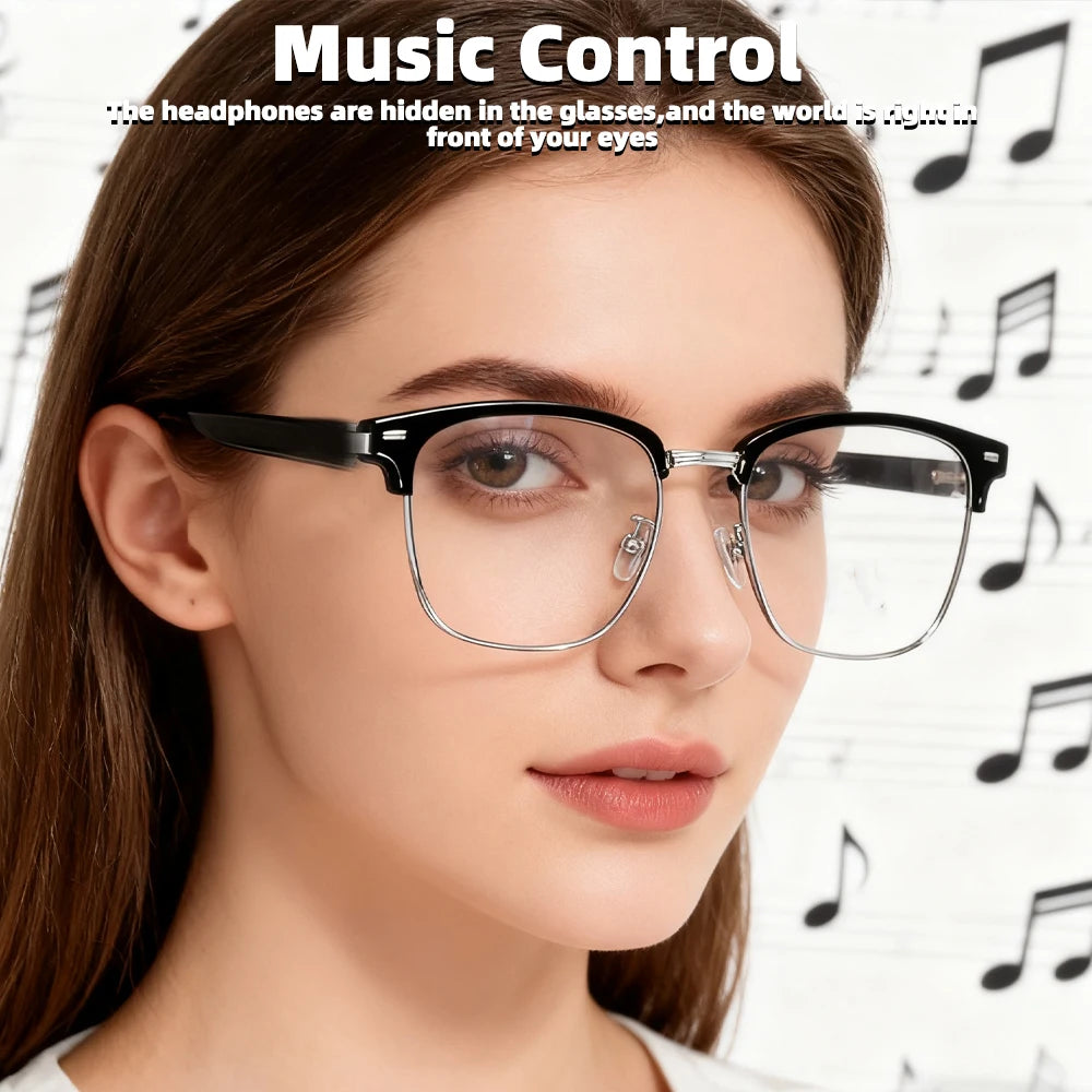 Occhiali Intelligenti Bluetooth Con Assistente Vocale Traduzione AI Chiamate Controllo Fotocamera Luce Blu Uomo Donna
