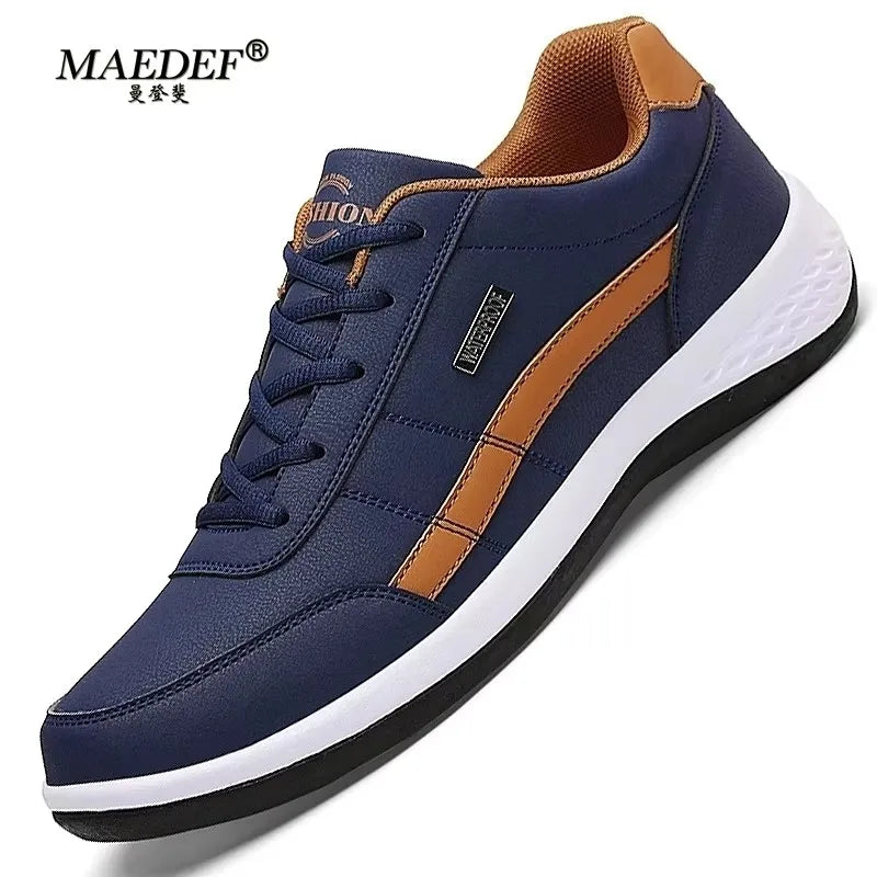 MAEDEF Scarpe Da Uomo Sneaker In Pelle Impermeabile Casual Calzature Stringate Vulcanizzate Comfort