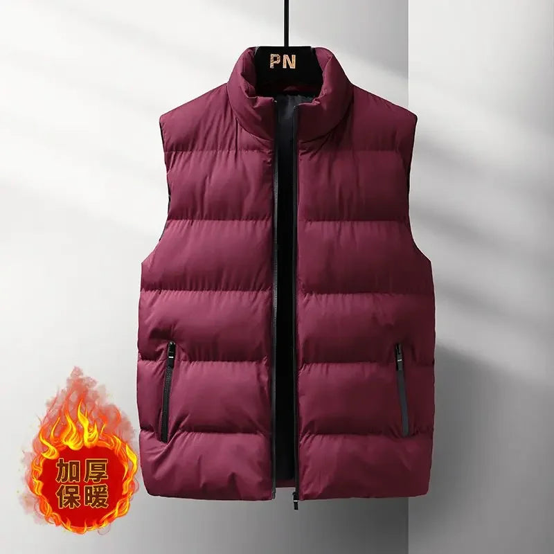 Gilet Invernale Da Uomo Con Cerniera Senza Maniche Imbottito In Cotone Leggero Colletto Alla Coreana Di Tendenza