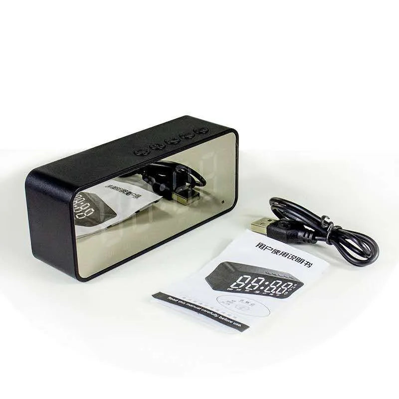 Sveglia Radio FM Con Altoparlante Bluetooth Subwoofer Portatile Con Lampada Integrata E Suono Wireless