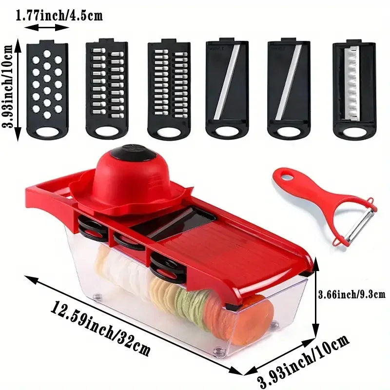 Affettatrice Multifunzione 9 In 1 Per Verdure Frutta Patate Grattugia Con Cestino Trituratore Per Cucina