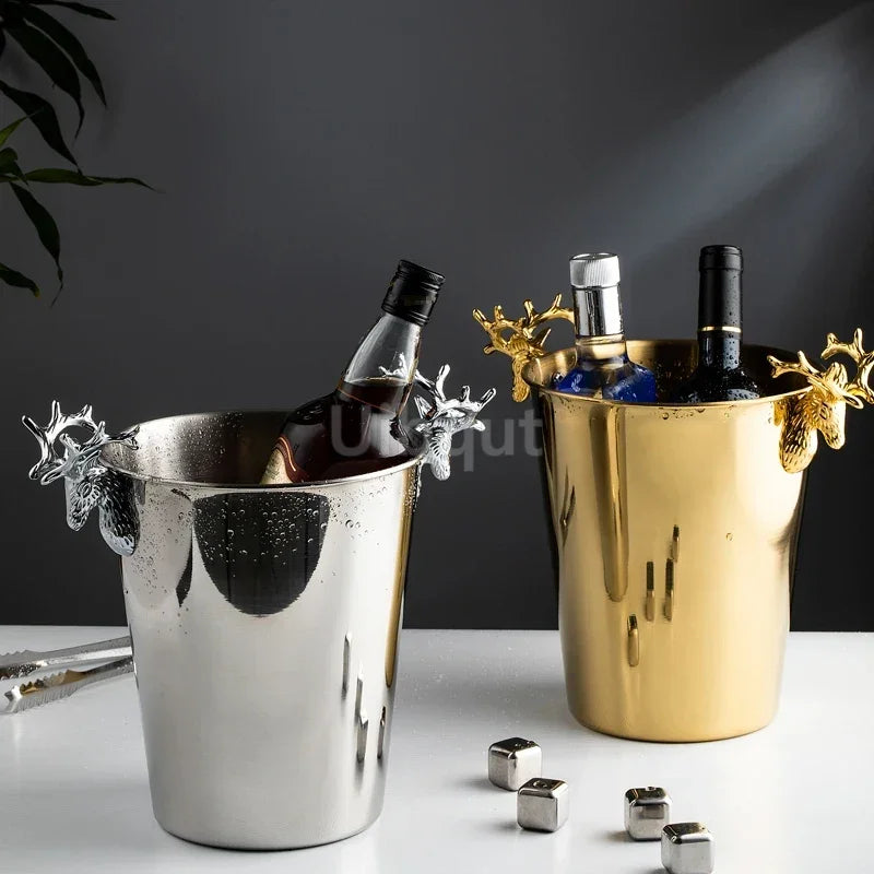 Secchiello Per Il Ghiaccio In Acciaio Inossidabile Dorato Con Motivo Martello Creativo Per Vino Rosso Champagne