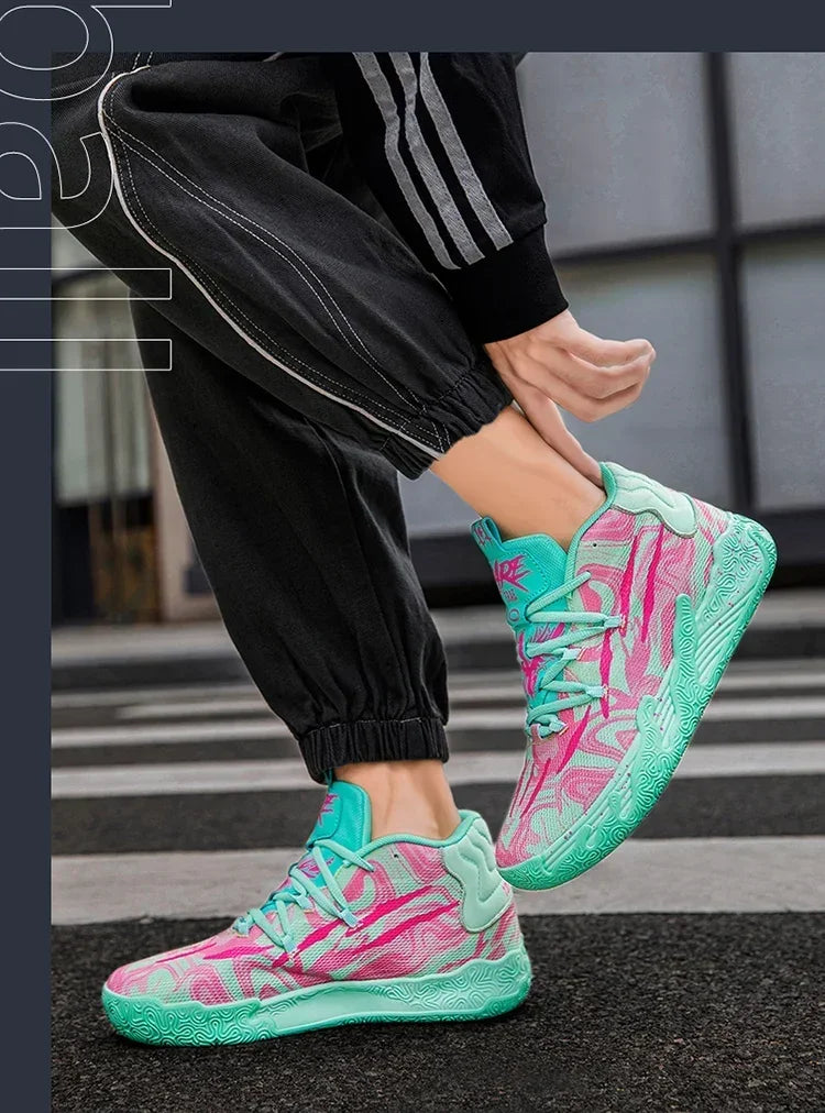 Scarpe Da Basket Da Uomo Allenamento Sul Campo Traspiranti In Mesh Antiscivolo Mid Cut Design Lussuoso