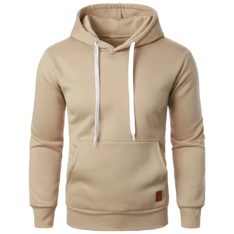 Felpa Con Cappuccio Da Uomo Leggera A Maniche Lunghe Streetwear Tinta Unita Con Coulisse