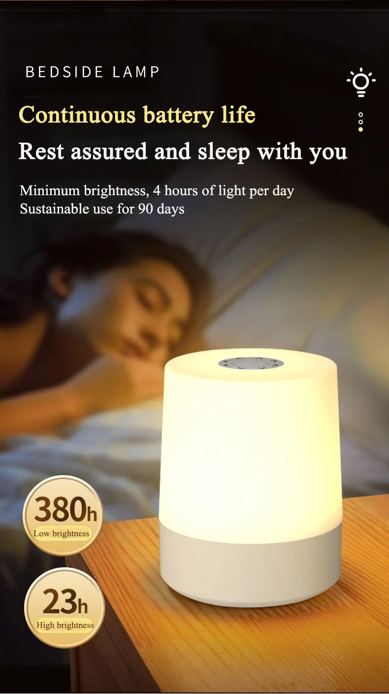 Lampada Da Notte Touch LED USB Ricaricabile Tre Colori Con Controllo Remoto Portatile Da Comodino Da Tavolo