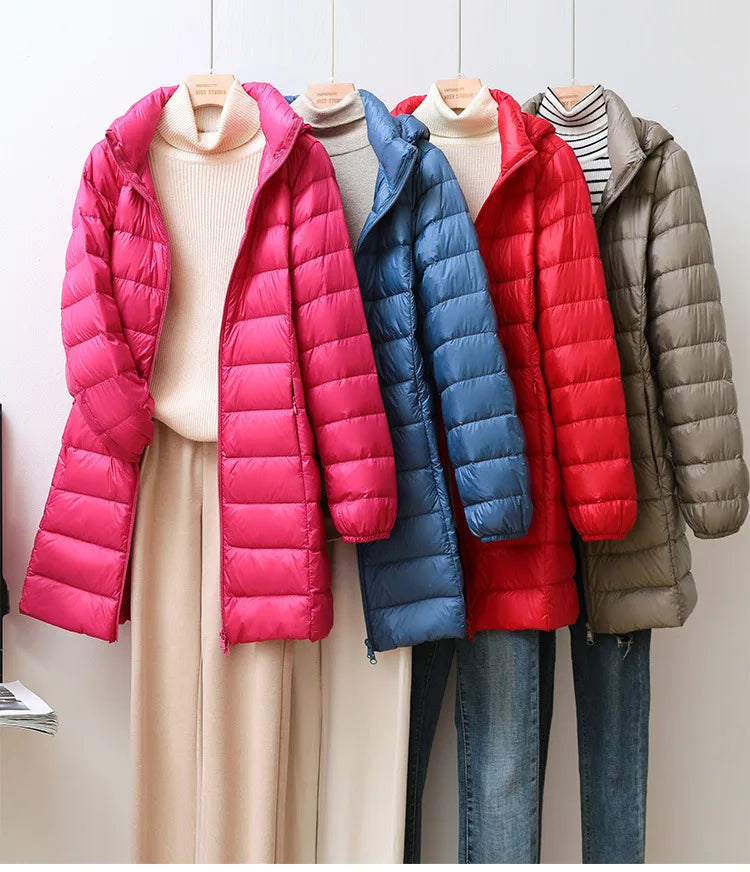 Piumino Leggero Da Donna Di Media Lunghezza Per Autunno Inverno 2025 Moda Semplice Temperamento Senza Cappuccio